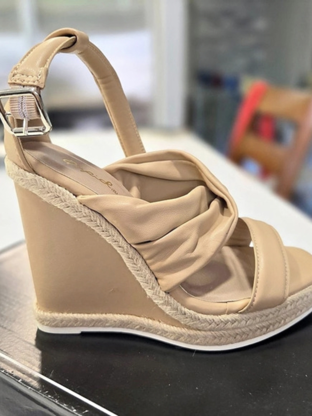 Qupid Cascade-32 Espadrille Wedge Sandals Brown US 5.5